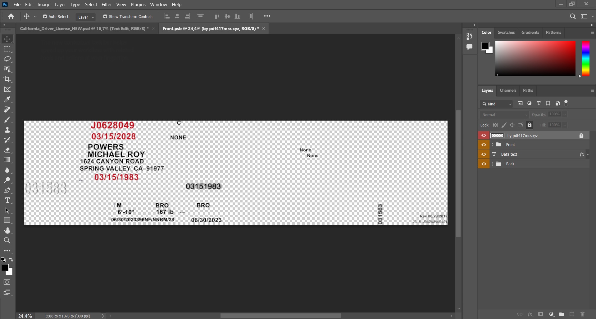 Edit text in PSD ID