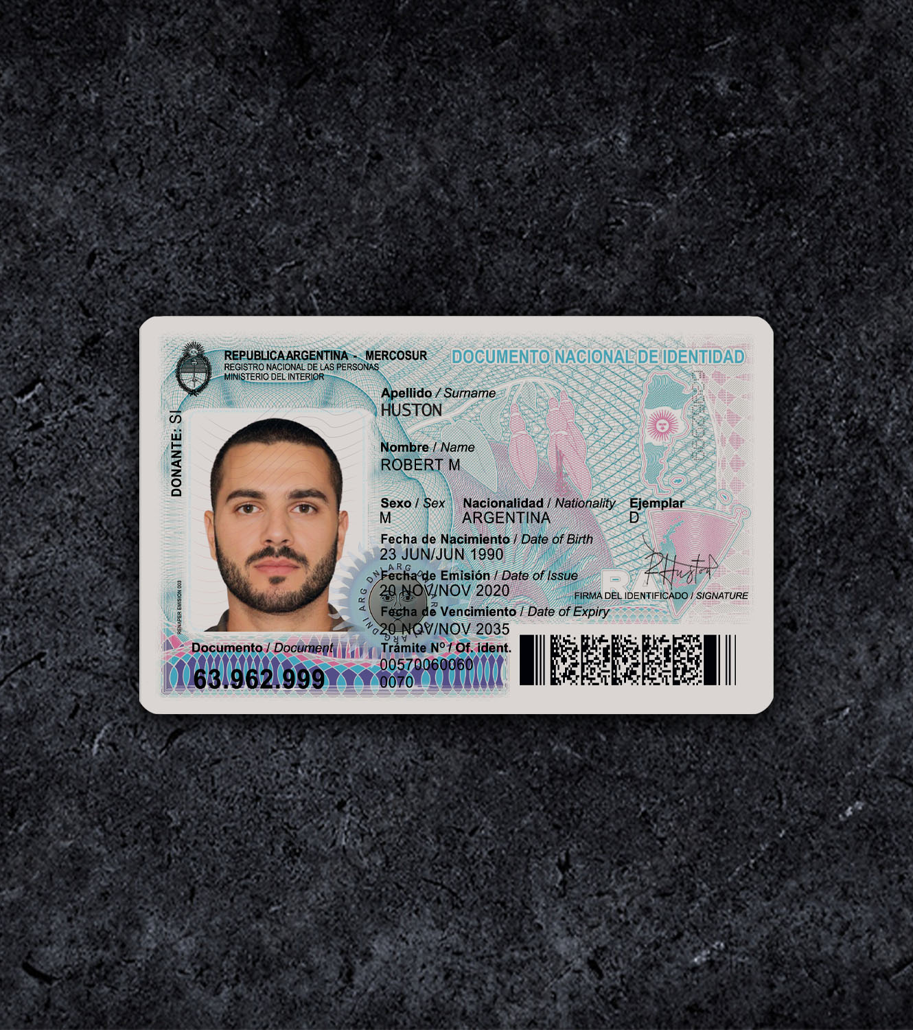 Argentina ID Card PSD Template - 2012
