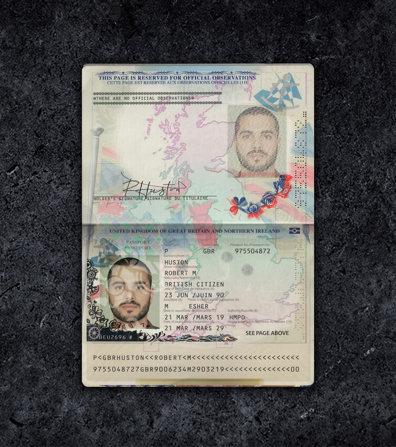 United Kingdom GBR Passport PSD Template - 2015