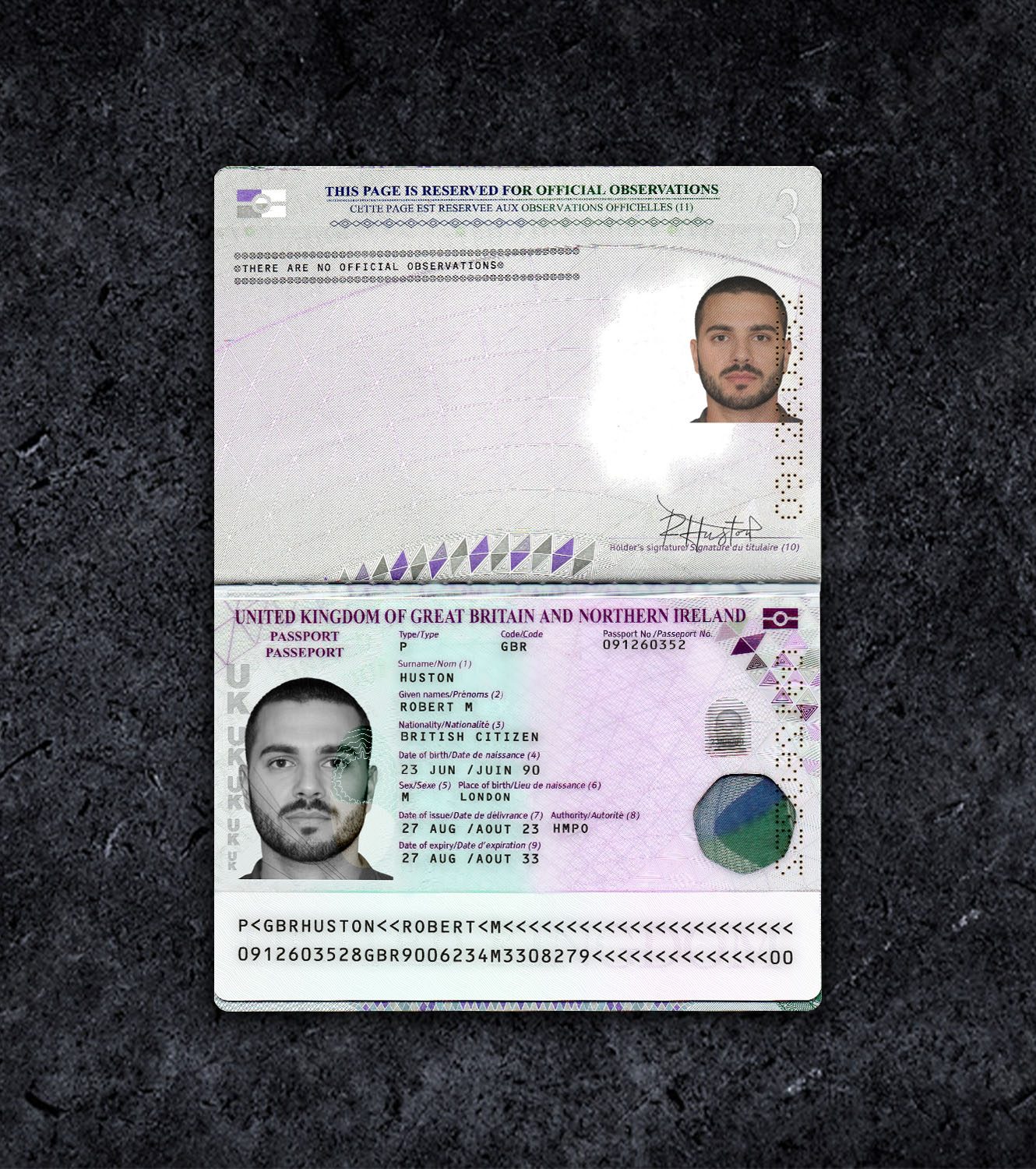 United Kingdom GBR Passport PSD Template - 2020