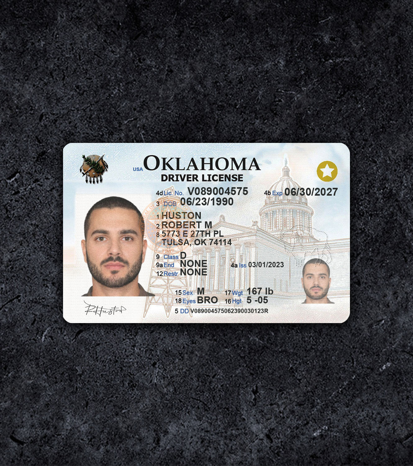 Oklahoma Driver License PSD Template - 2018