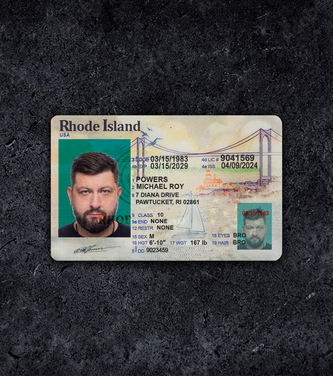 Rhode Island RI Driver License PSD Template - 2018
