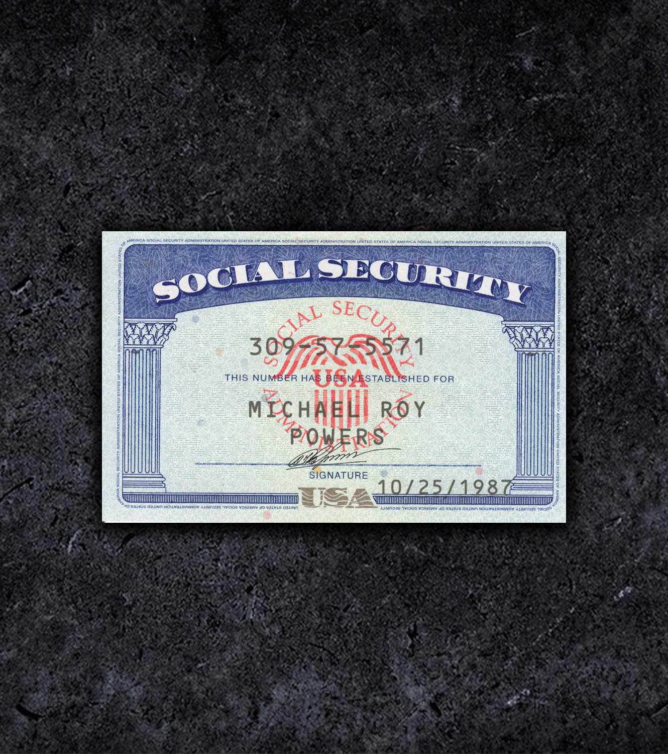 USA United States SSN Social Security Number PSD Template