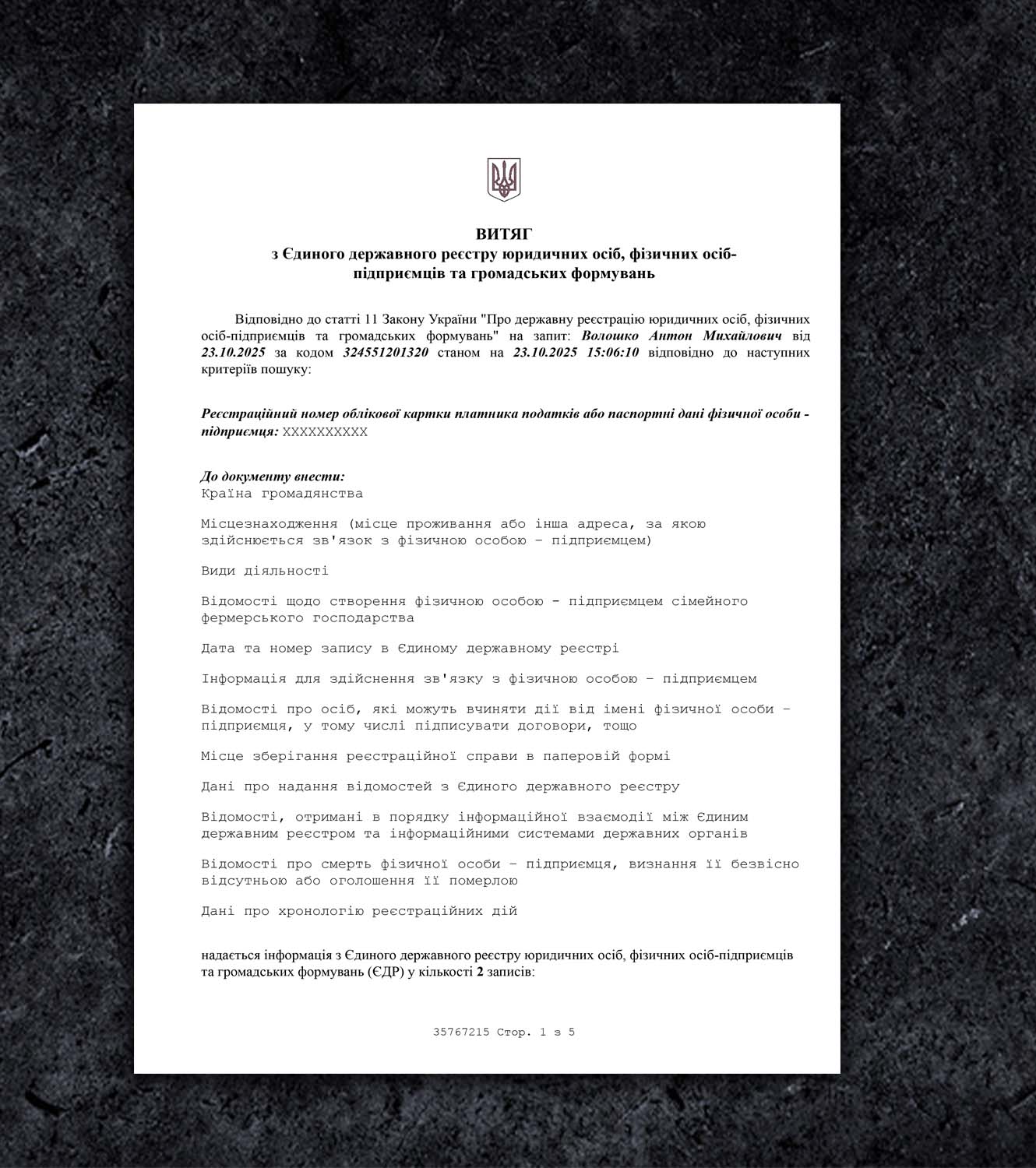Ukraine Certificate of Incorporation BL Business License PDF Template